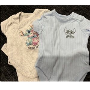Disney Stitch Baby Bodysuits in Gray and Blue